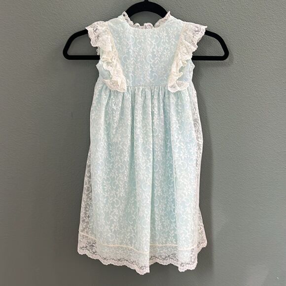 Vintage Light Blue Lace Toddler Cloak Coat 3T - Picture 3 of 13